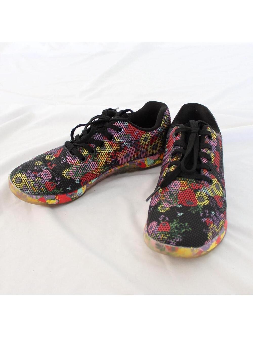 Nobull Black Superfabric Floral Court Sneakers in super blossom print. Men’s 9